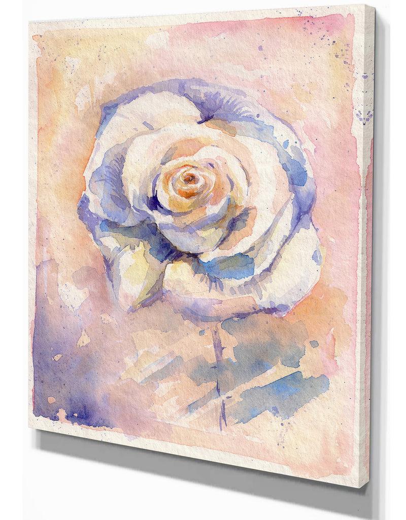 DesignQ Rose Watercolor Painting Artwork - Floral Painting Print On Wrapped Canvas