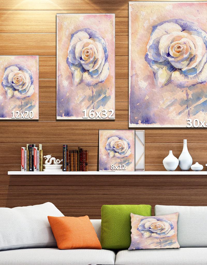 DesignQ Rose Watercolor Painting Artwork - Floral Painting Print On Wrapped Canvas