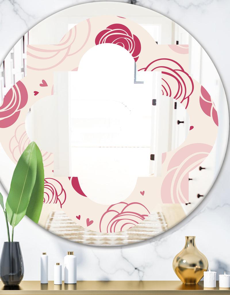 DesignQ roses pattern - Modern Round or Oval Wall Mirror - Quatrefoil