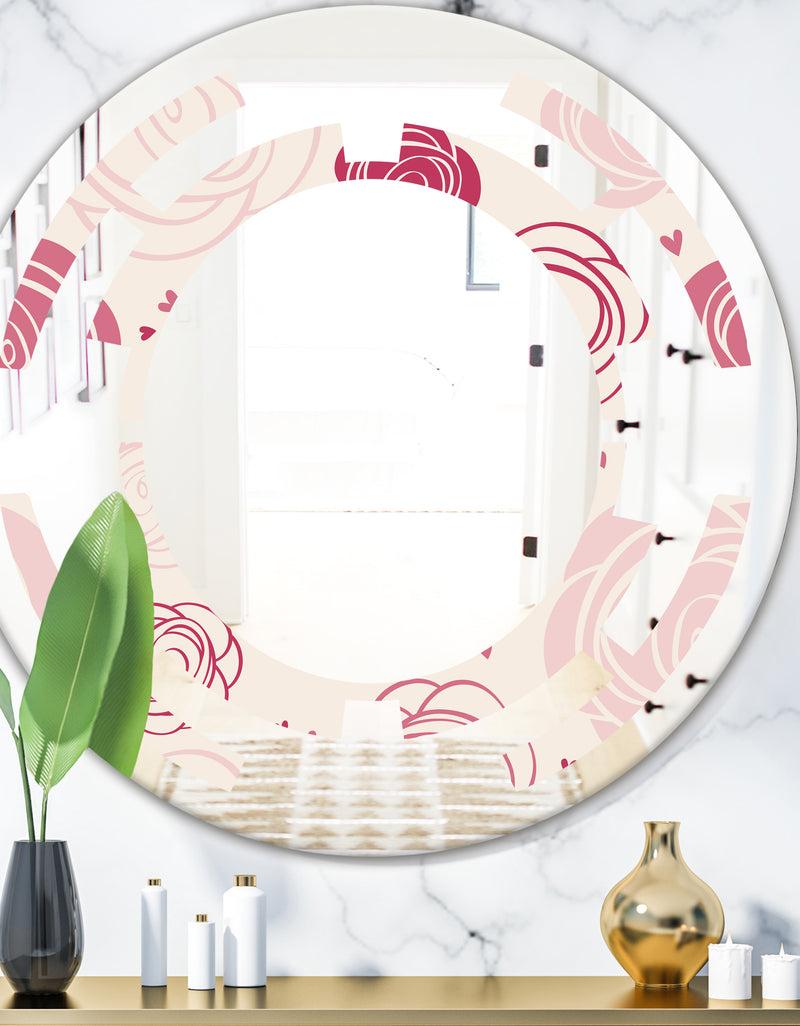 DesignQ roses pattern - Modern Round or Oval Wall Mirror - Space