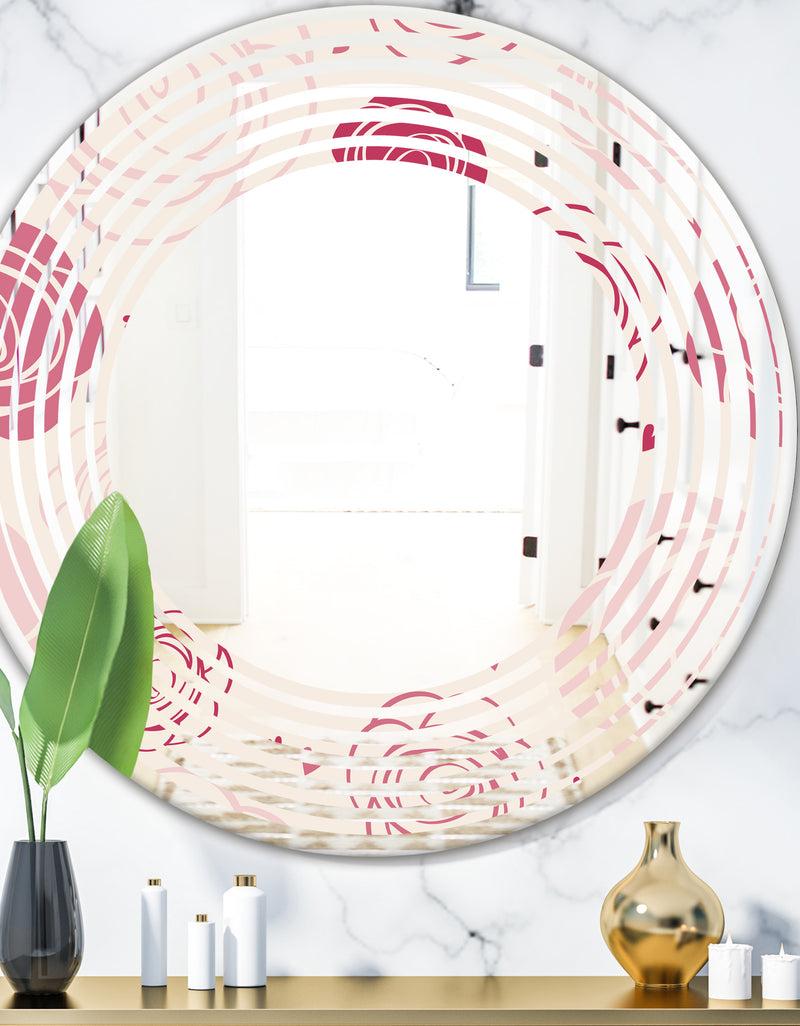 DesignQ roses pattern - Modern Round or Oval Wall Mirror - Wave