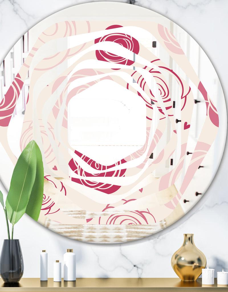 DesignQ roses pattern - Modern Round or Oval Wall Mirror - Whirl