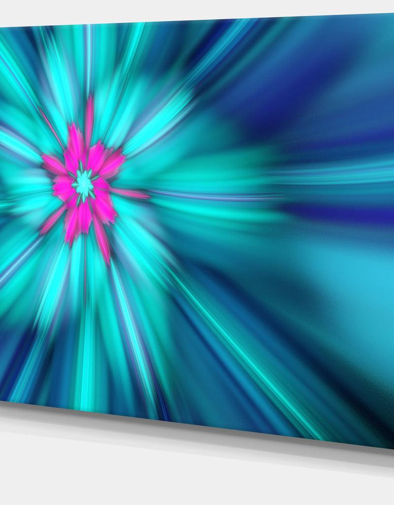 DesignQ Rotating Blue Fireworks - Extra Large Floral Wall Art On Canvas