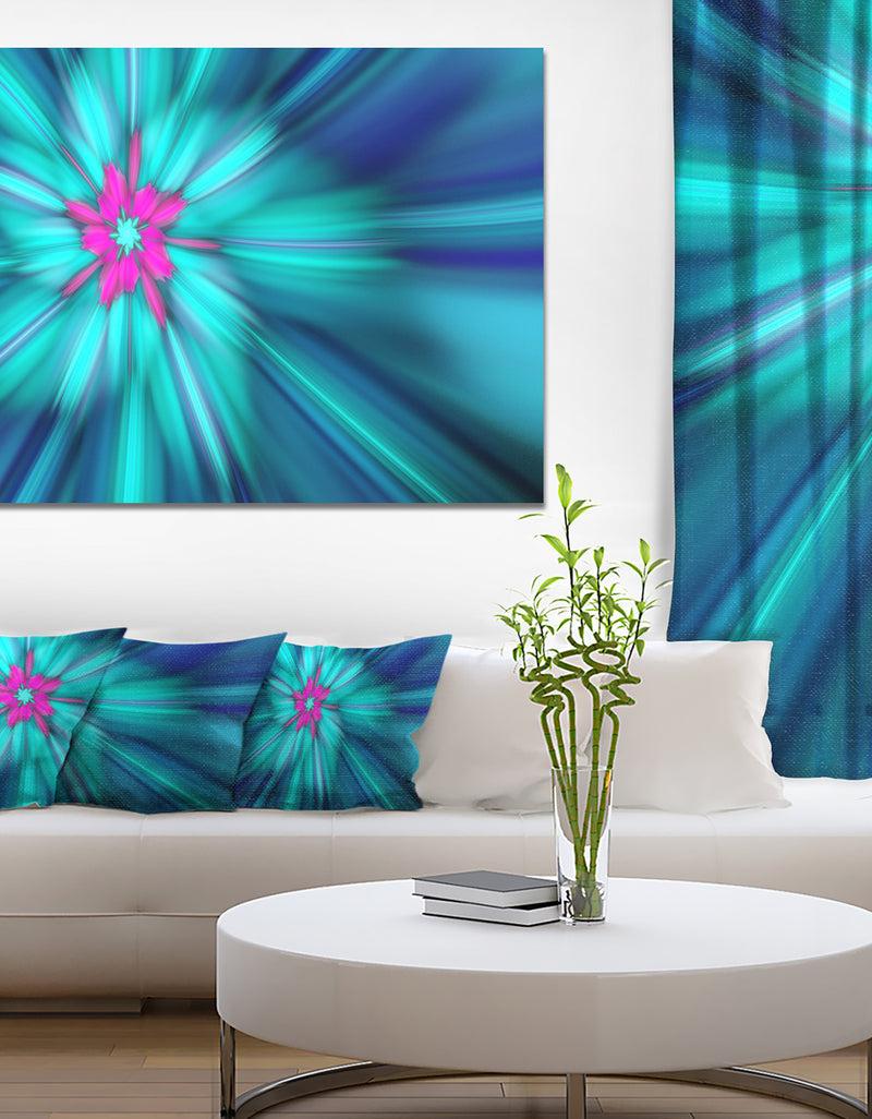 DesignQ Rotating Blue Fireworks - Extra Large Floral Wall Art On Canvas