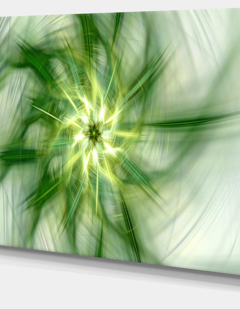 DesignQ Rotating Bright Green Flower - Extra Large Abstract Canvas Art Print