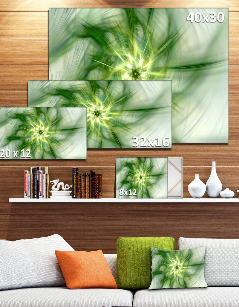 DesignQ Rotating Bright Green Flower - Extra Large Abstract Canvas Art Print
