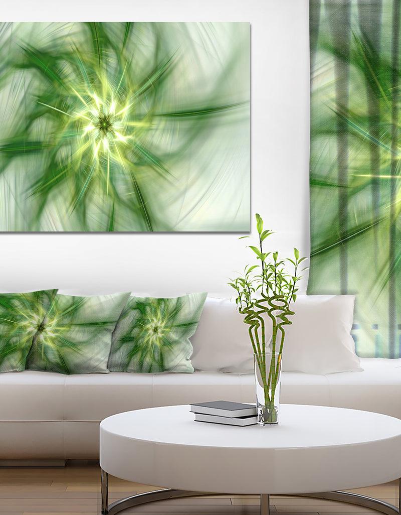 DesignQ Rotating Bright Green Flower - Extra Large Abstract Canvas Art Print