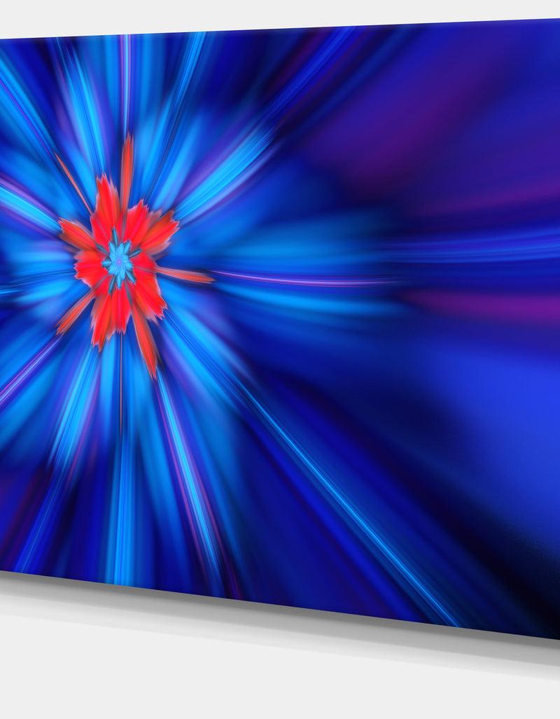 DesignQ Rotating Fractal Blue Fireworks - Extra Large Floral Wall Art On Canvas