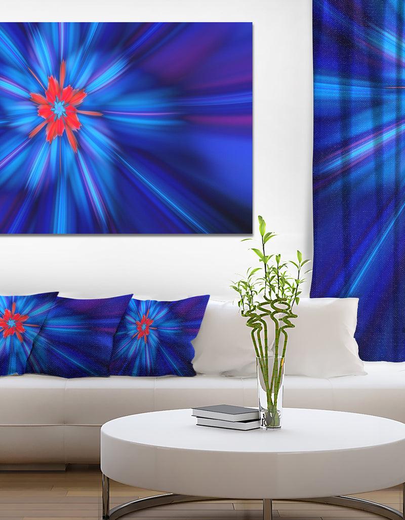 DesignQ Rotating Fractal Blue Fireworks - Extra Large Floral Wall Art on Canvas