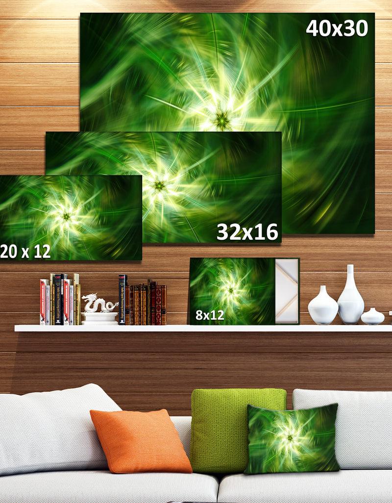 DesignQ Rotating Fractal Green Fireworks - Extra Large Floral Wall Art On Canvas