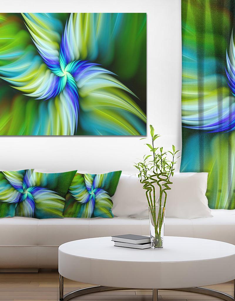 DesignQ Rotating Fractal Green Star - Extra Large Floral Wall Art on Canvas