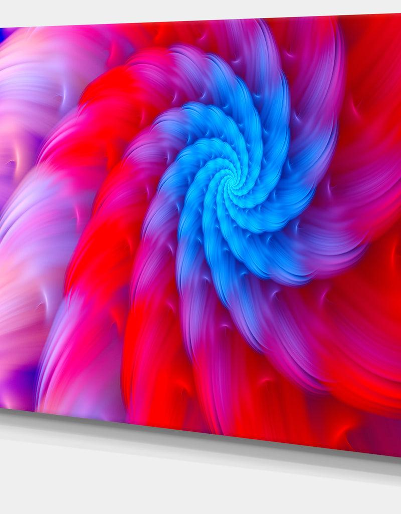 DesignQ Rotating Red Pink Fractal Flower - Extra Large Floral Canvas Art Print