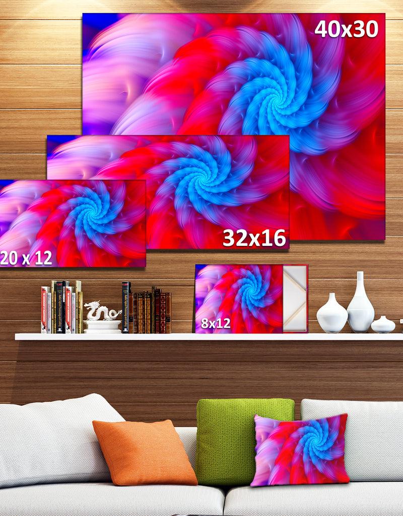DesignQ Rotating Red Pink Fractal Flower - Extra Large Floral Canvas Art Print