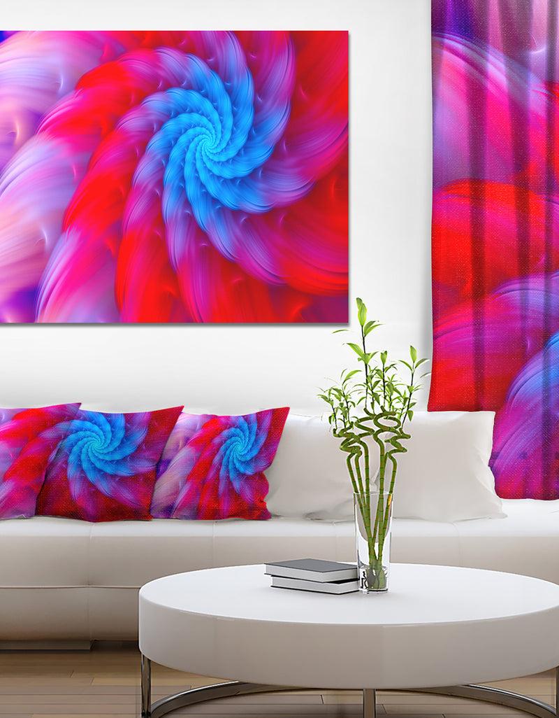 DesignQ Rotating Red Pink Fractal Flower - Extra Large Floral Canvas Art Print