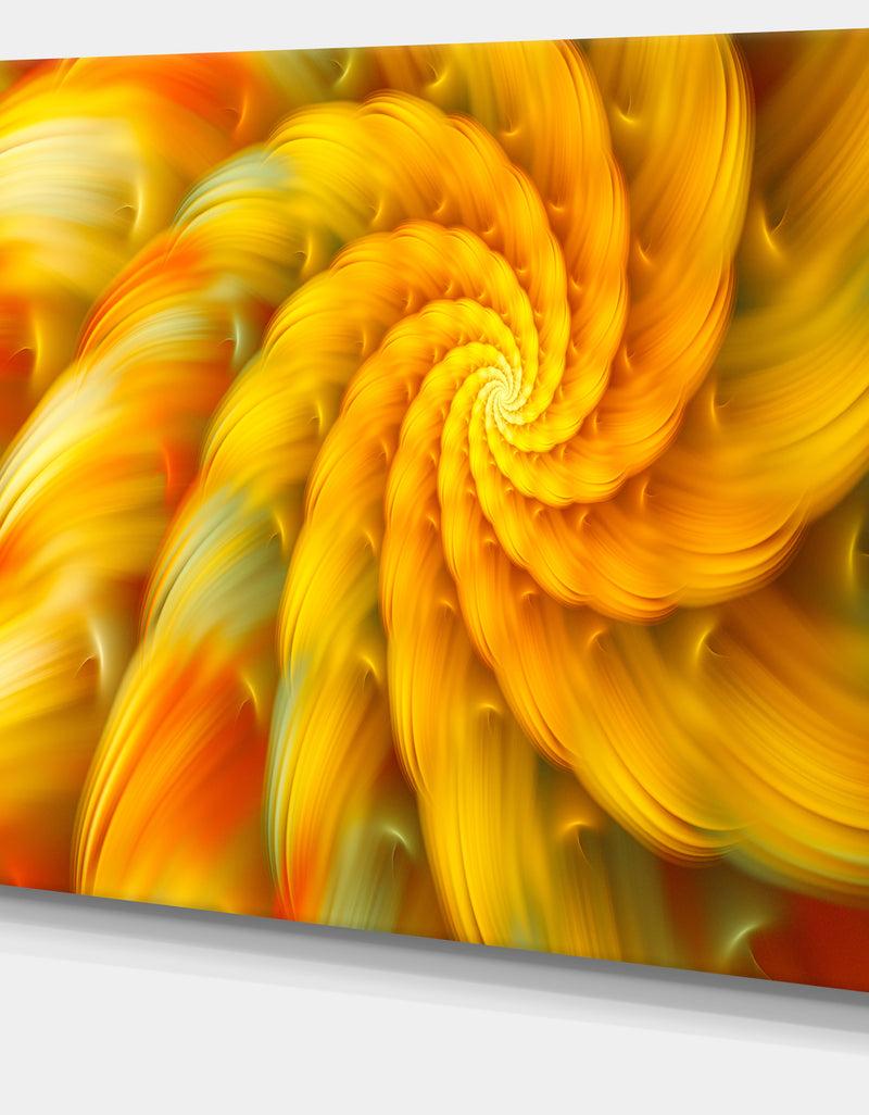 DesignQ Rotating Yellow Fractal Flower - Extra Large Floral Canvas Art Print