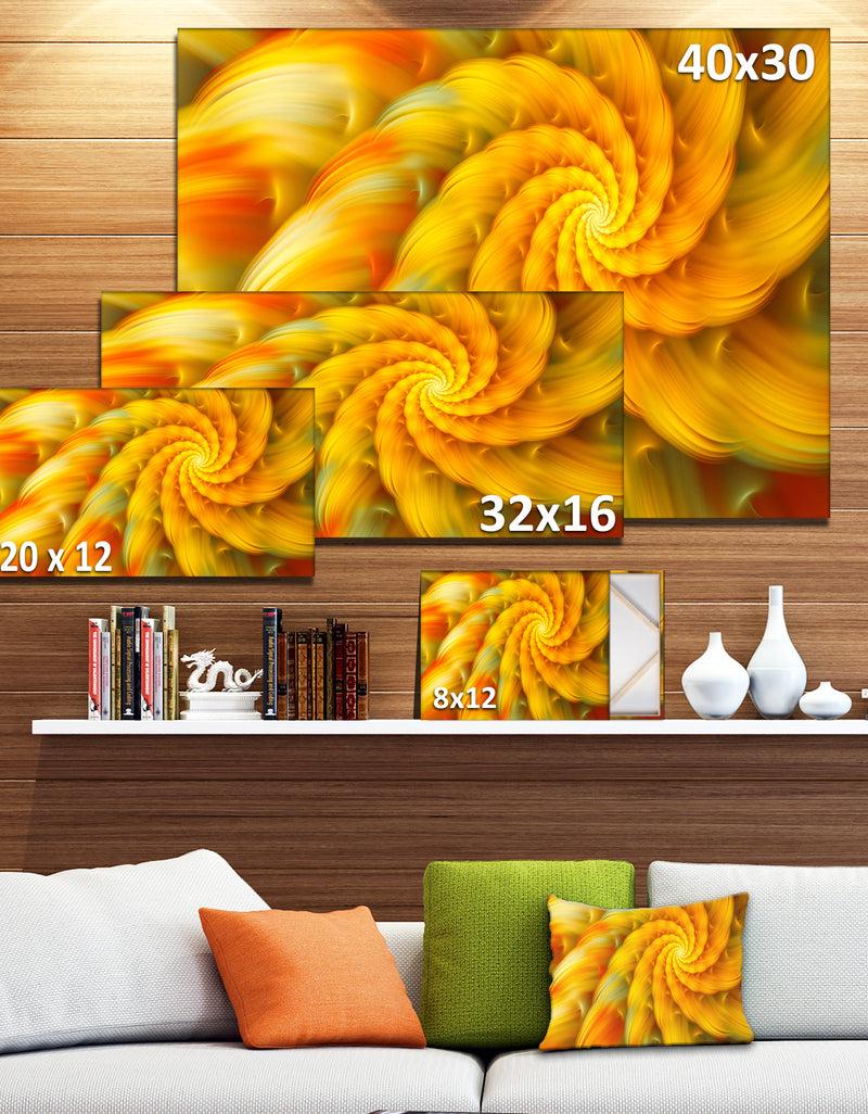 DesignQ Rotating Yellow Fractal Flower - Extra Large Floral Canvas Art Print
