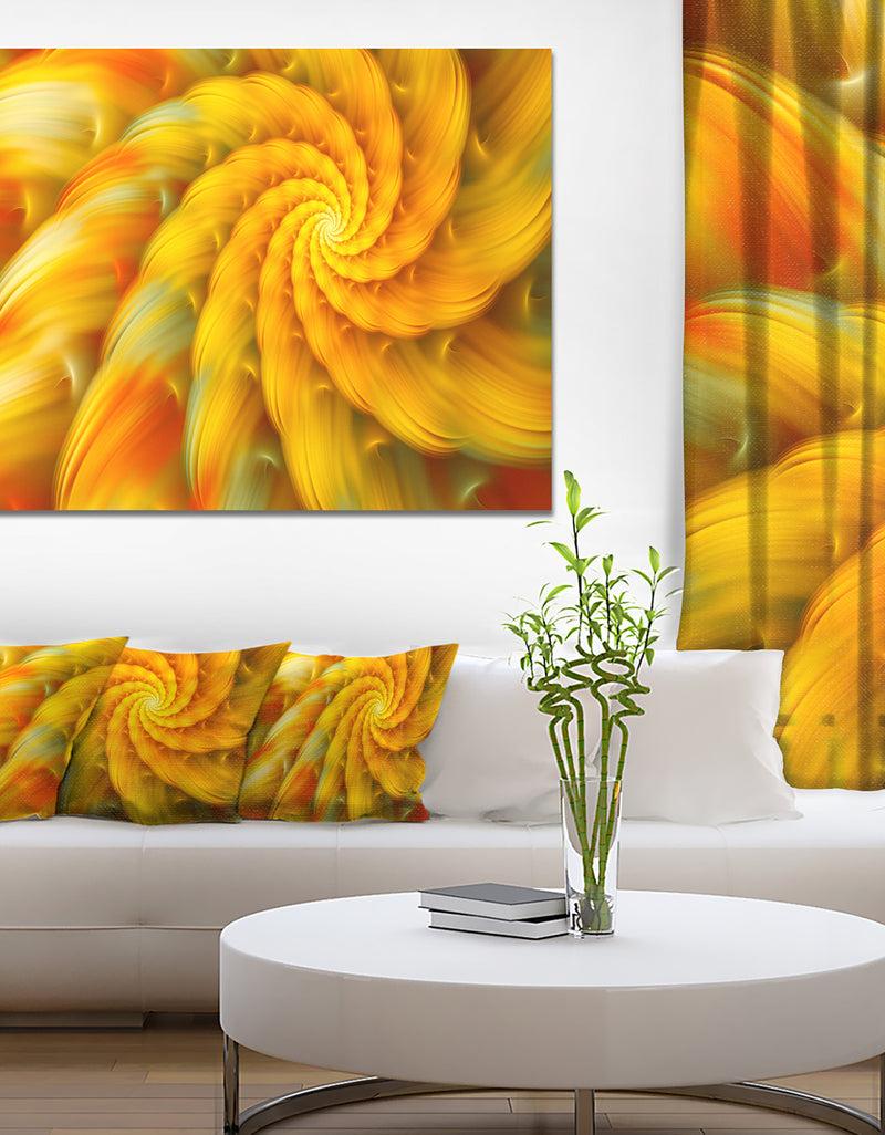 DesignQ Rotating Yellow Fractal Flower - Extra Large Floral Canvas Art Print