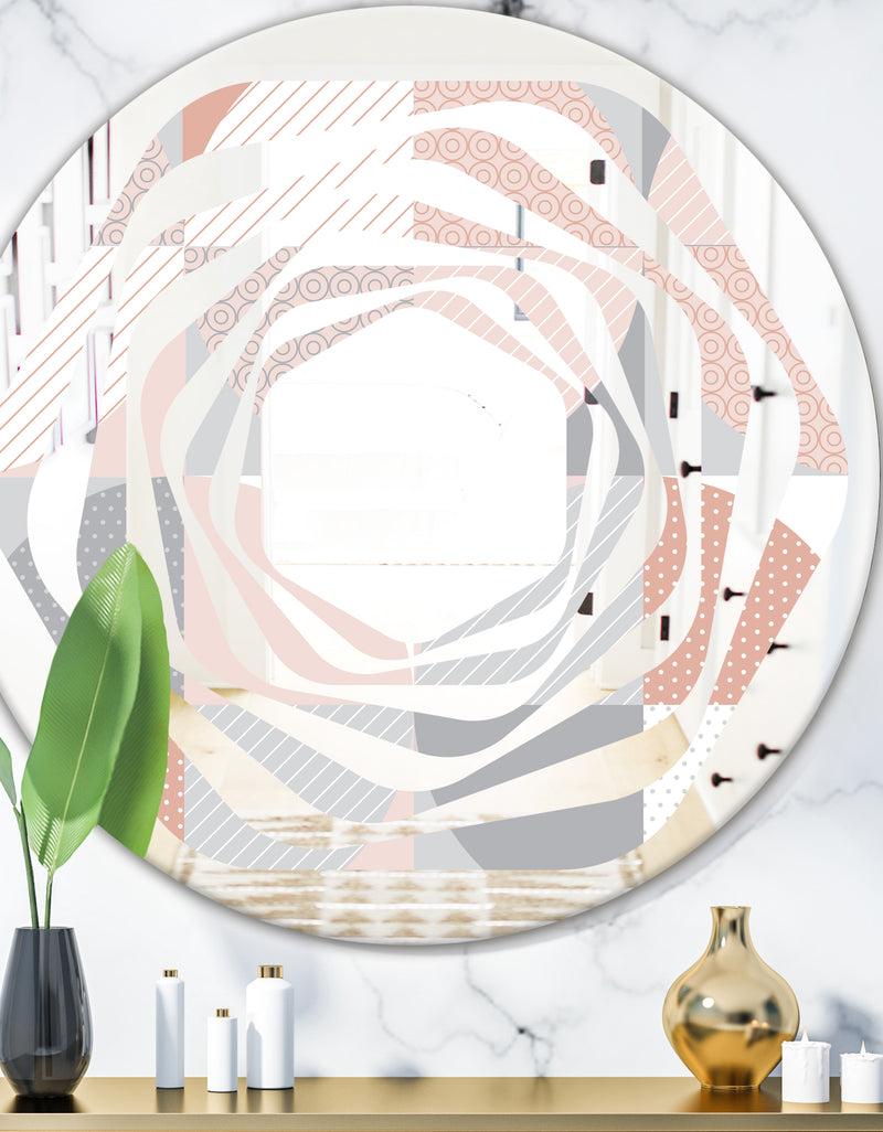 DesignQ Round geometric textured pattern - Modern Round or Oval Wall Mirror - Whirl