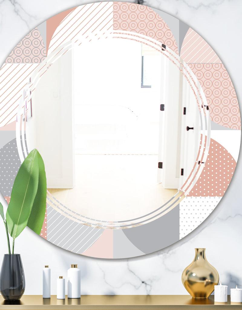 DesignQ Round geometric textured pattern - Modern Round or Oval Wall Mirror - Triple C
