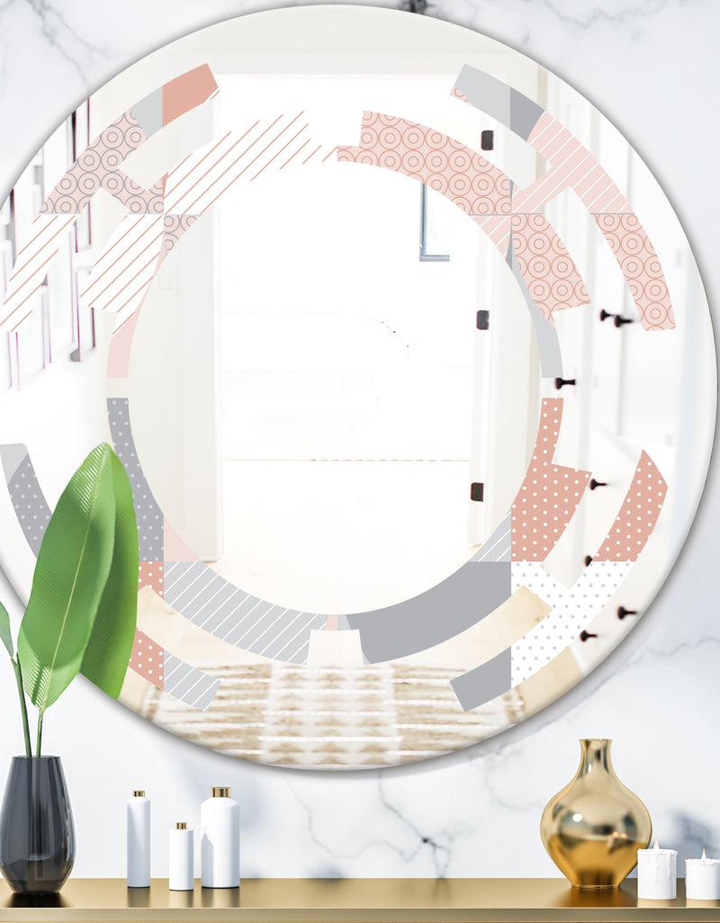 DesignQ Round geometric textured pattern - Modern Round or Oval Wall Mirror - Space