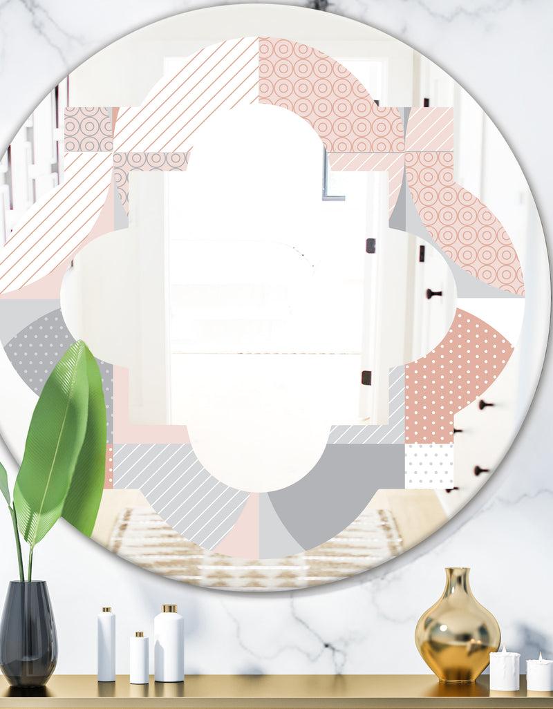 DesignQ Round geometric textured pattern - Modern Round or Oval Wall Mirror - Quatrefoil
