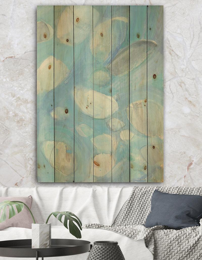 DesignQ Running Water III - Traditional Print on Natural Pine Wood