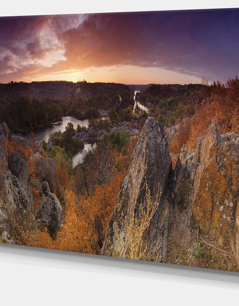 DesignQ Rural Autumn Sunset Panorama - Modern Landscpae Wall Art