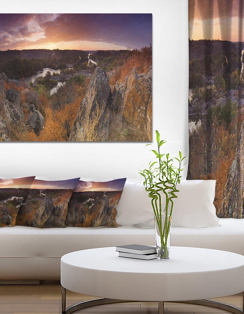 DesignQ Rural Autumn Sunset Panorama - Modern Landscpae Wall Art