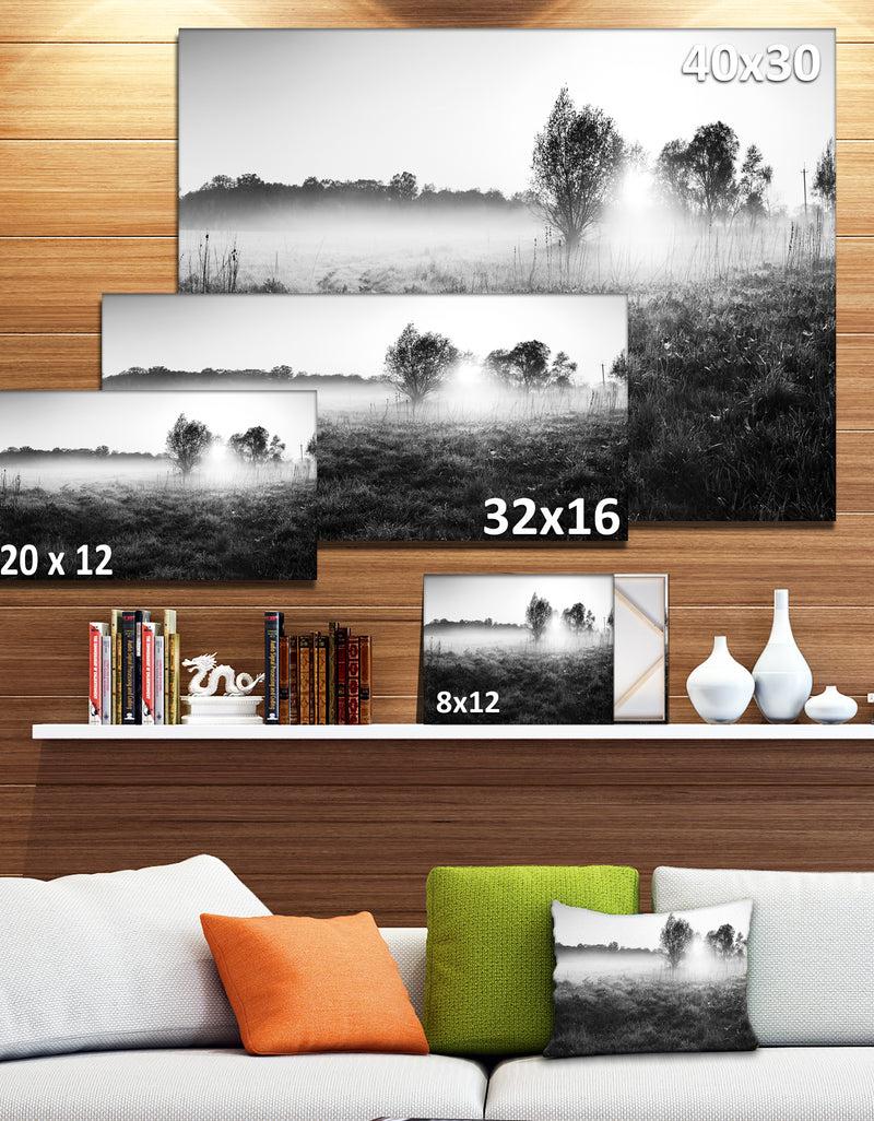 DesignQ Rural Meadow In Mist - Extra Large Landscape Canvas Art Print