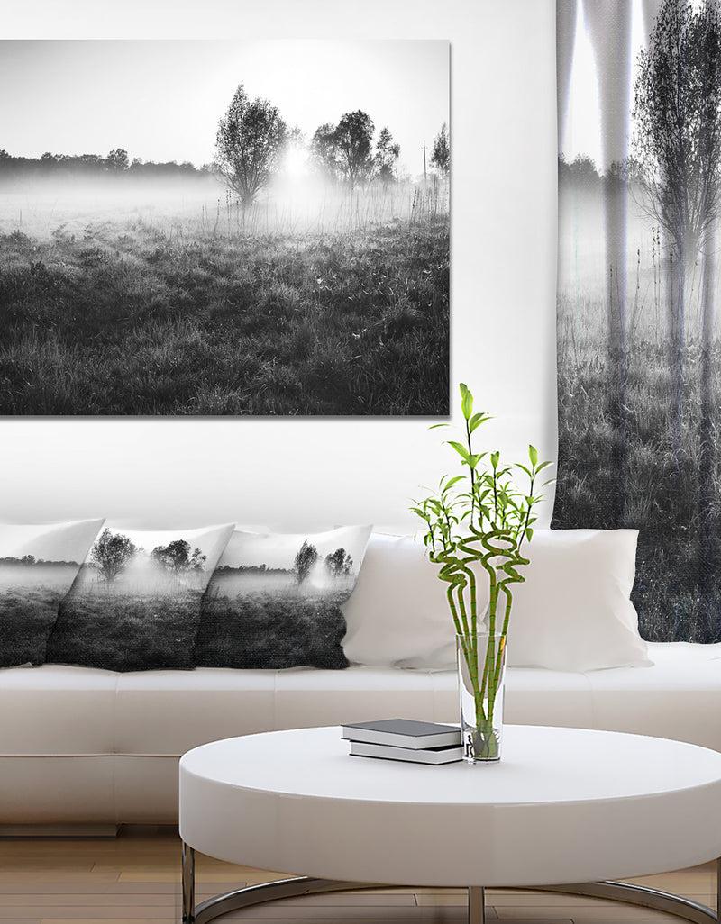DesignQ Rural Meadow in Mist - Extra Large Landscape Canvas Art Print