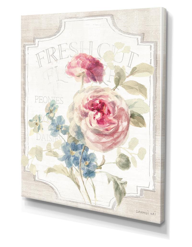 DesignQ RW Cottage Garden II On Wood - Cottage Canvas Wall Art