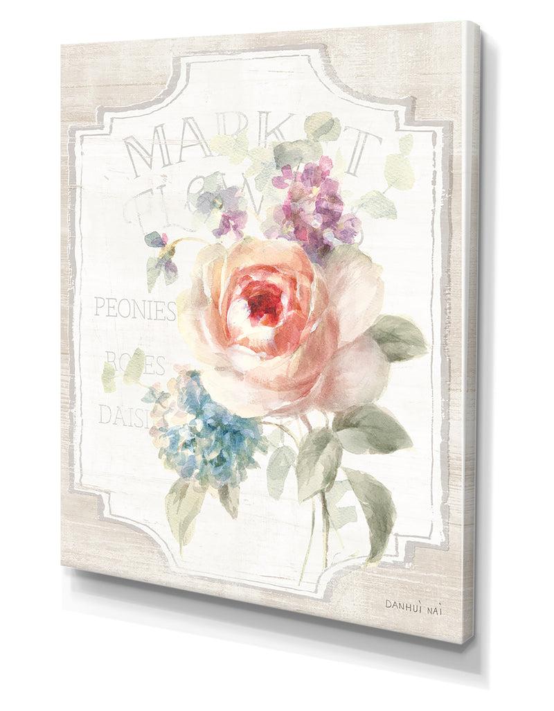 DesignQ RW Cottage Garden III On Wood - Cottage Canvas Wall Art