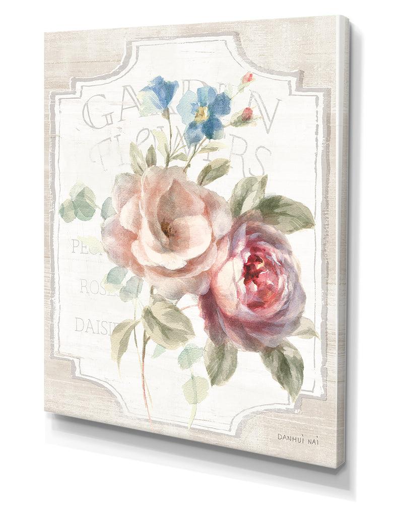 DesignQ RW Cottage Garden IV On Wood - Cottage Canvas Wall Art