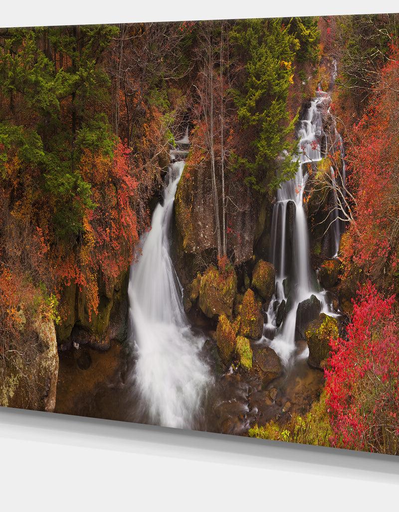 DesignQ Ryuzu Falls Near Nikko Japan - Landscape Wall Art On Canvas