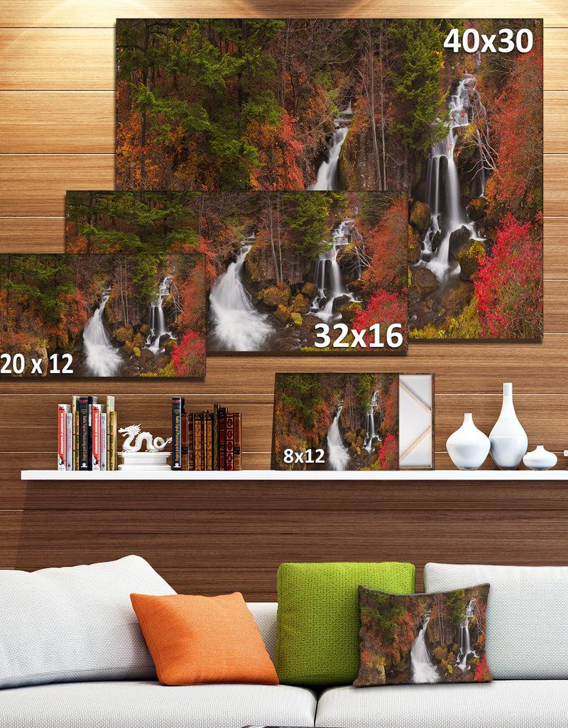 DesignQ Ryuzu Falls Near Nikko Japan - Landscape Wall Art On Canvas
