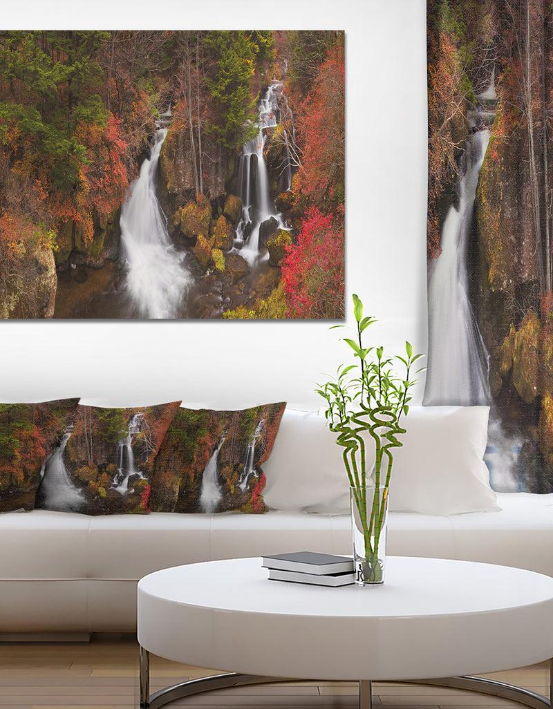 DesignQ Ryuzu Falls near Nikko Japan - Landscape Wall Art on Canvas