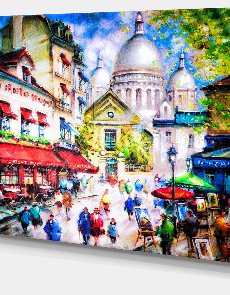DesignQ Sacre Coeur And Montmartre - Cityscape Canvas Print