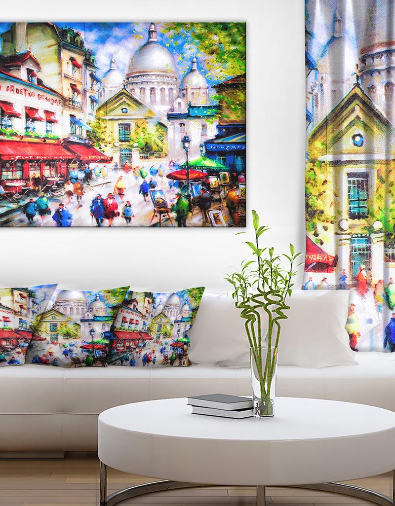 DesignQ Sacre Coeur and Montmartre - Cityscape Canvas Print