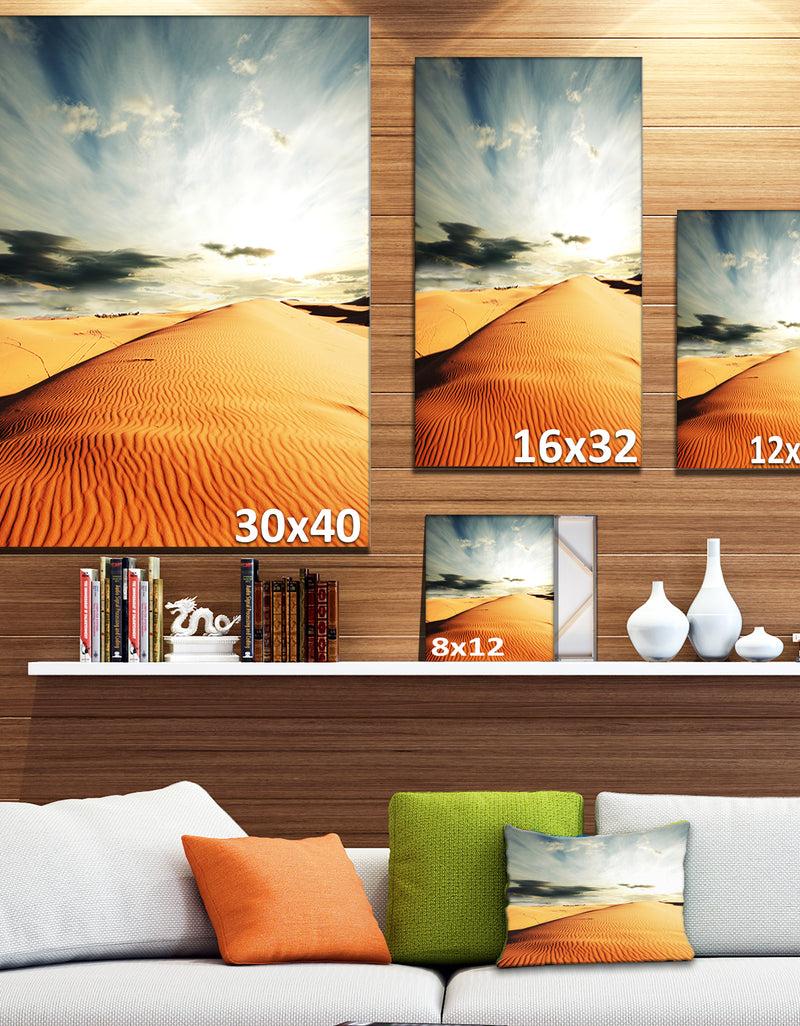DesignQ Sahara Desert And Cloudy Sky - Oversized Landscape Canvas Art