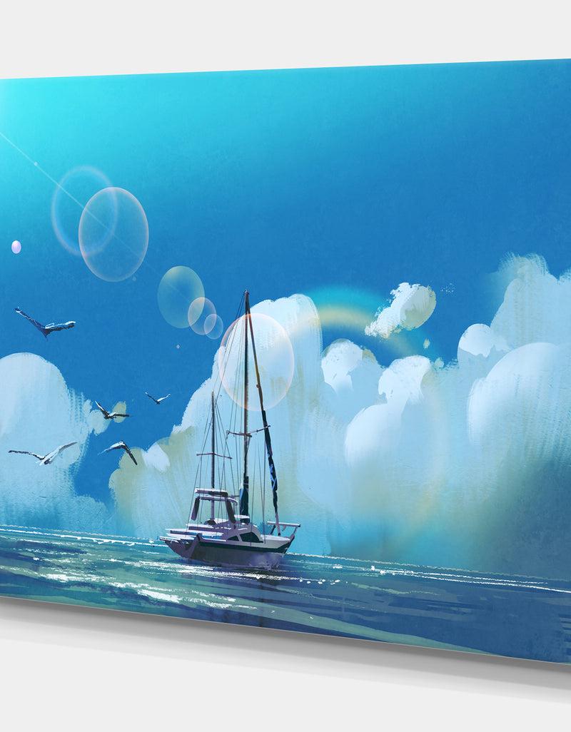 DesignQ Sailboat Under Summer Sky - Art On Wrapped Canvas