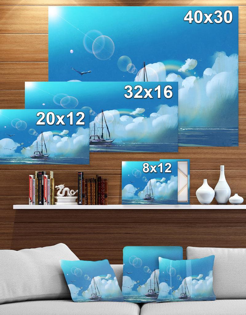 DesignQ Sailboat Under Summer Sky - Art On Wrapped Canvas