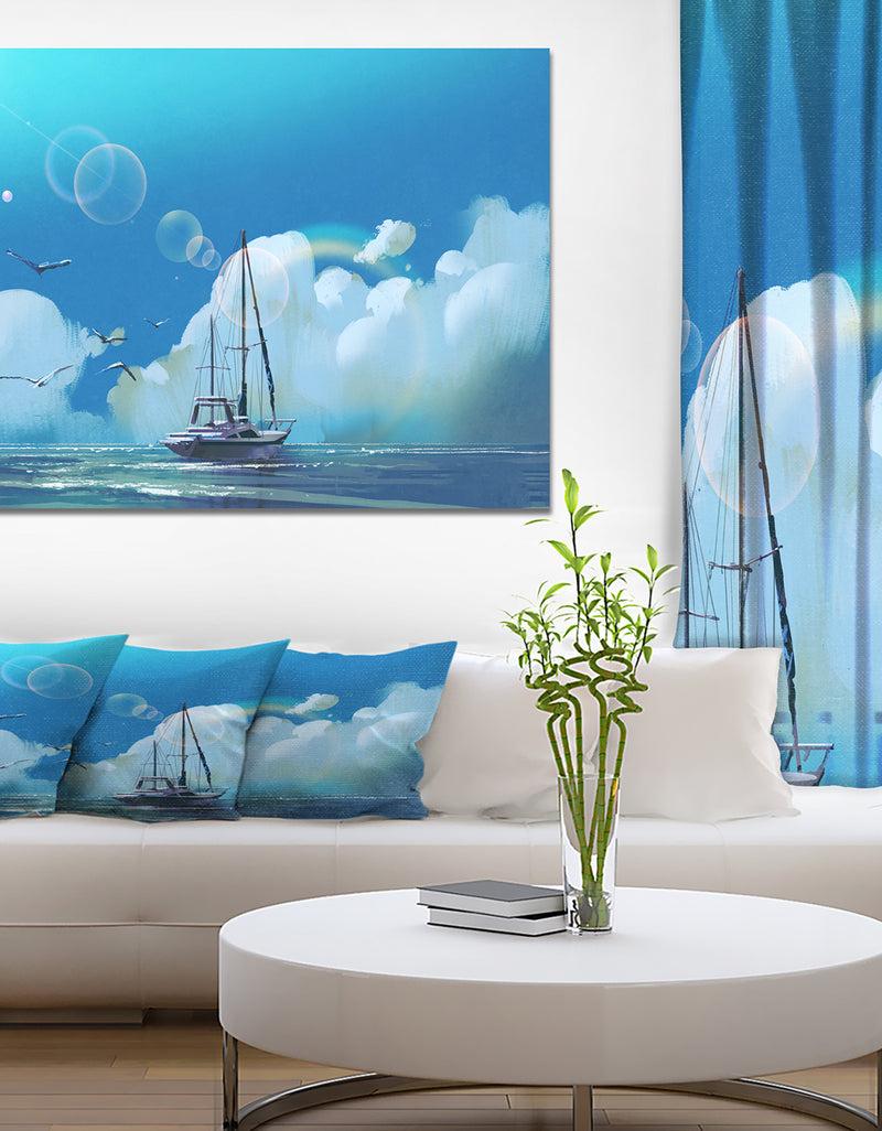 DesignQ Sailboat Under Summer Sky - Art on wrapped Canvas