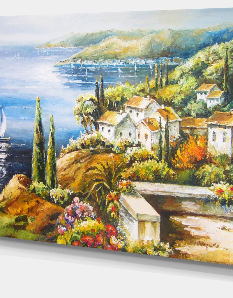 DesignQ Sailing Boat Remote View - Seascape Painting Canvas Print