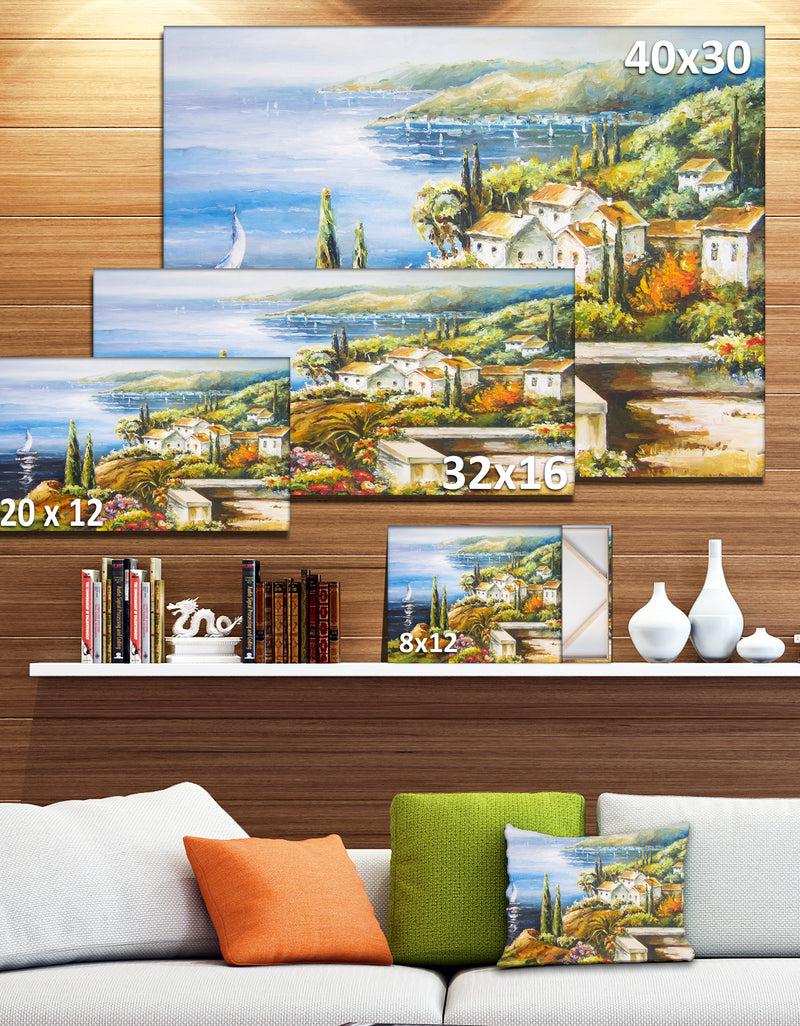 DesignQ Sailing Boat Remote View - Seascape Painting Canvas Print