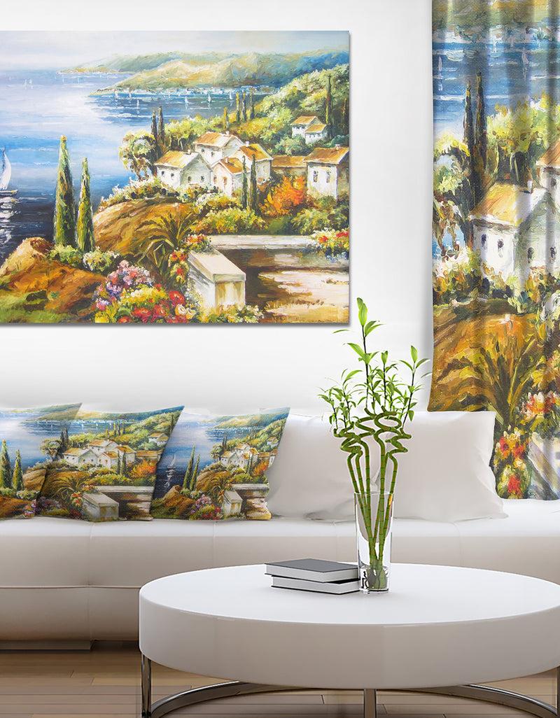 DesignQ Sailing Boat Remote View - Seascape Painting Canvas Print