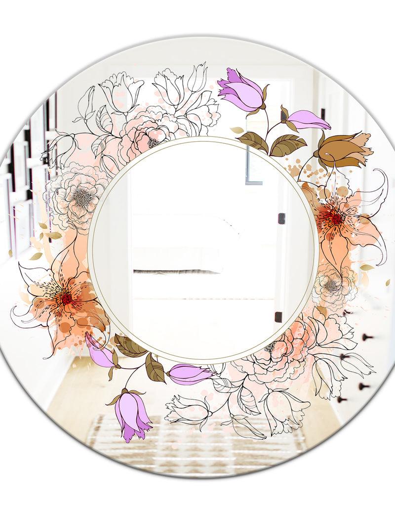 DesignQ Sale With Flowers - Farmhouse Mirror - Oval Or Round Wall Mirror