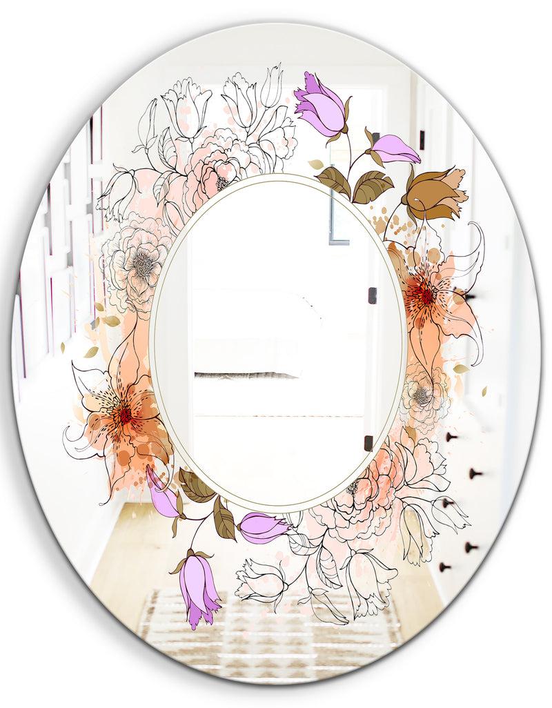 DesignQ Sale With Flowers - Farmhouse Mirror - Oval Or Round Wall Mirror