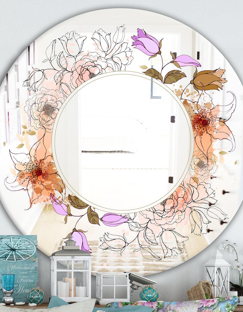 DesignQ Sale With Flowers - Farmhouse Mirror - Oval or Round Wall Mirror