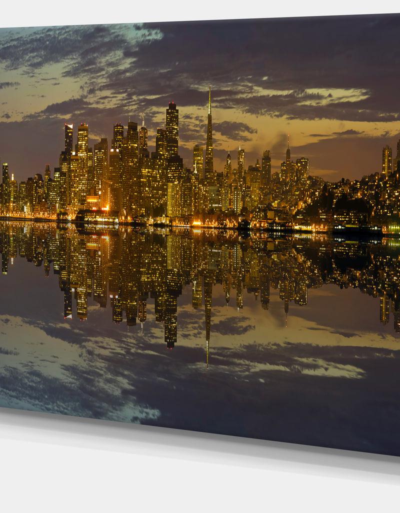 DesignQ San Francisco At Sunset Panorama - Cityscape Canvas Print