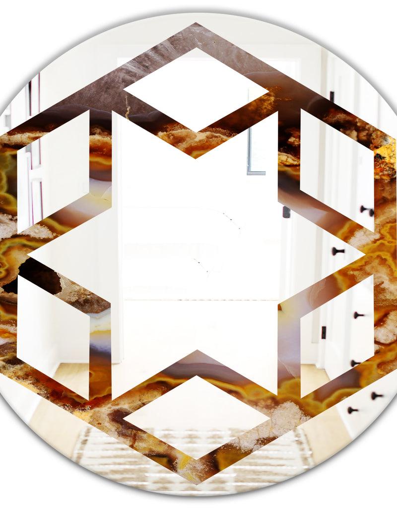 DesignQ Sand Close Up - Modern Round Or Oval Wall Mirror - Hexagon Star